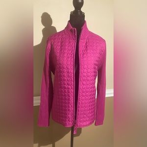 NWT Laura Scott fuchsia pink sweater jacket. Size XL.